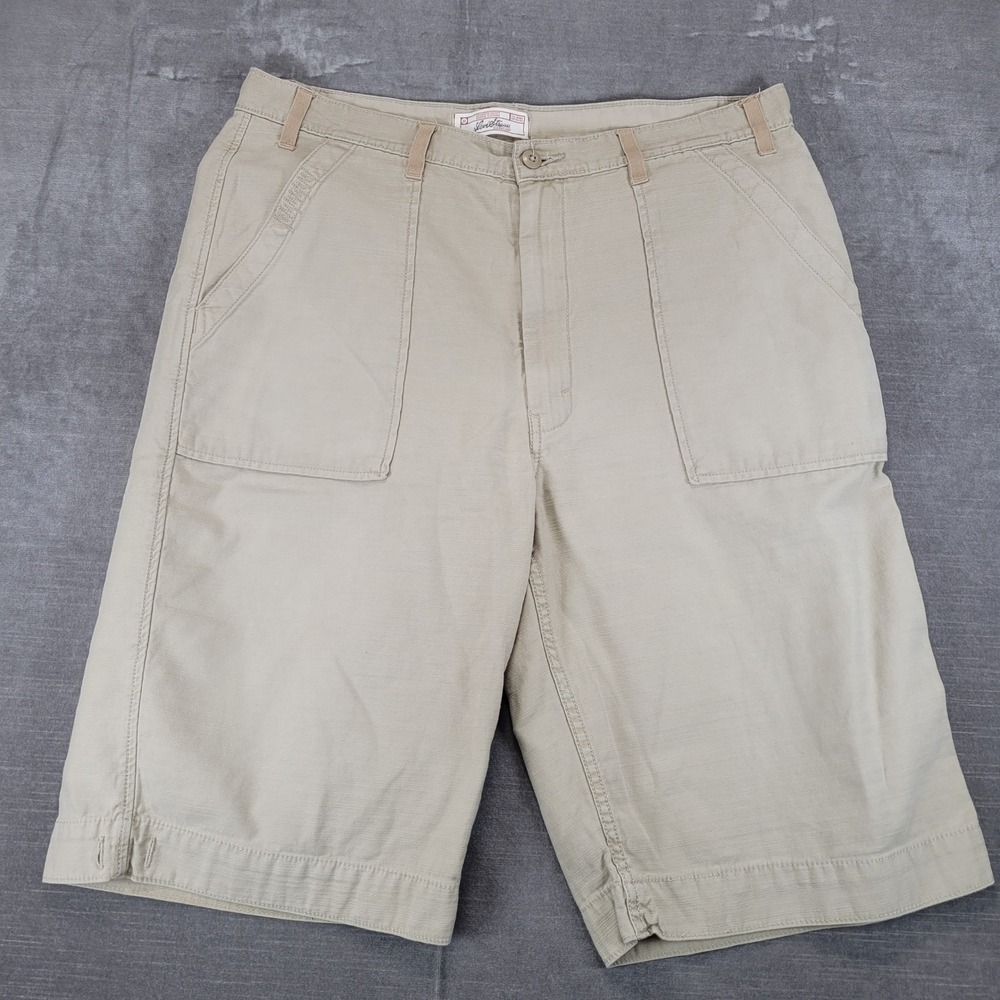 Levi Strauss Signature Men‎ Khaki Cargo Shorts W36 100% Cotton Utility Pockets
